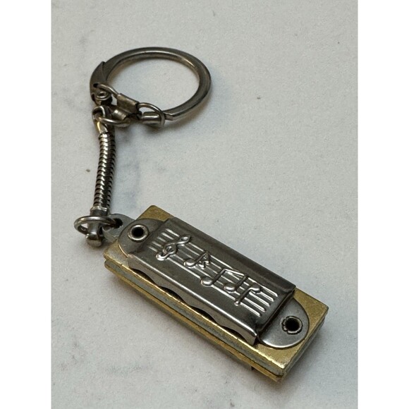 VTG Mini Harmonica Keychain - 1.5" Metal Musical Instrument Trinket Hobby GUC - Picture 3 of 5